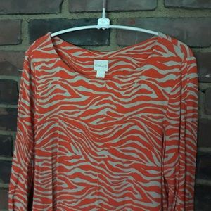 CHICOS cold shoulder zebra print top 1 or medium
